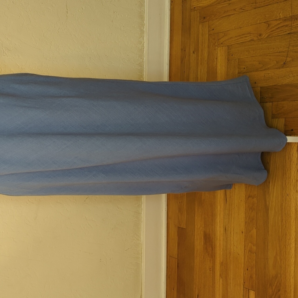 LIKE NEW ASOS DESIGN Linen Look Twist Strap Bias Maxi Dress in Denim Wash Blue 8 - Picture 10 of 15